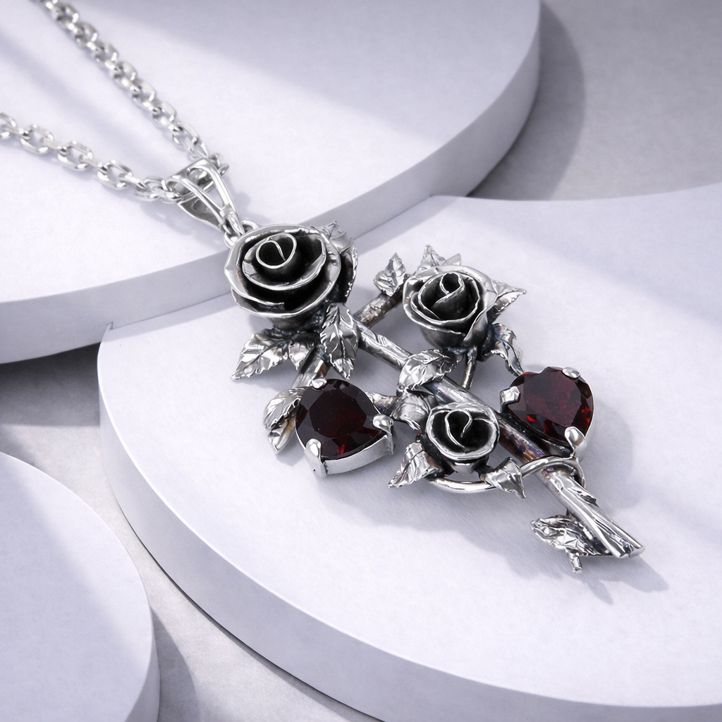 Strieborný prívesok s granátom na mieru – výroba strieborného šperku s kameňom